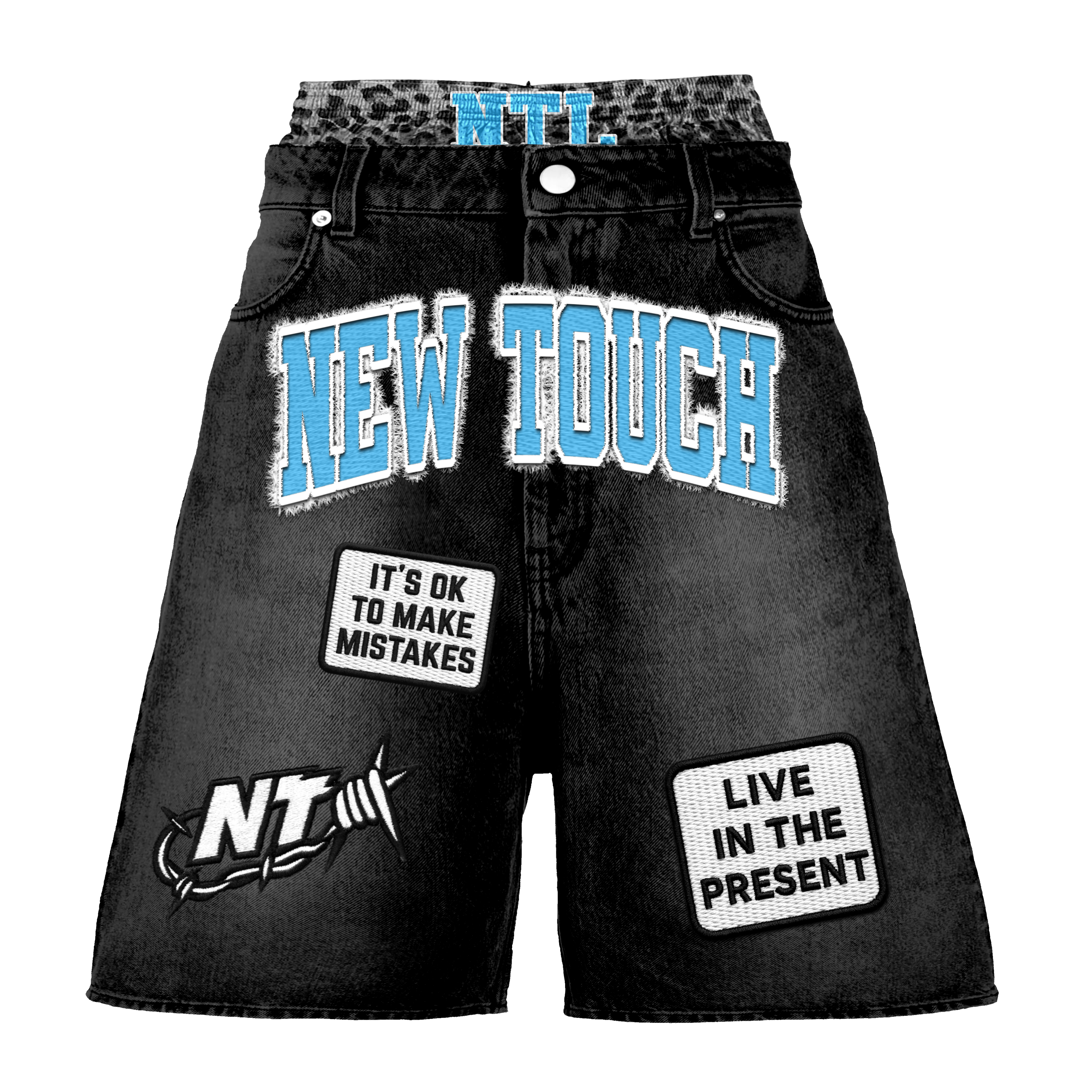 Black Leopard Double Waisted Jorts