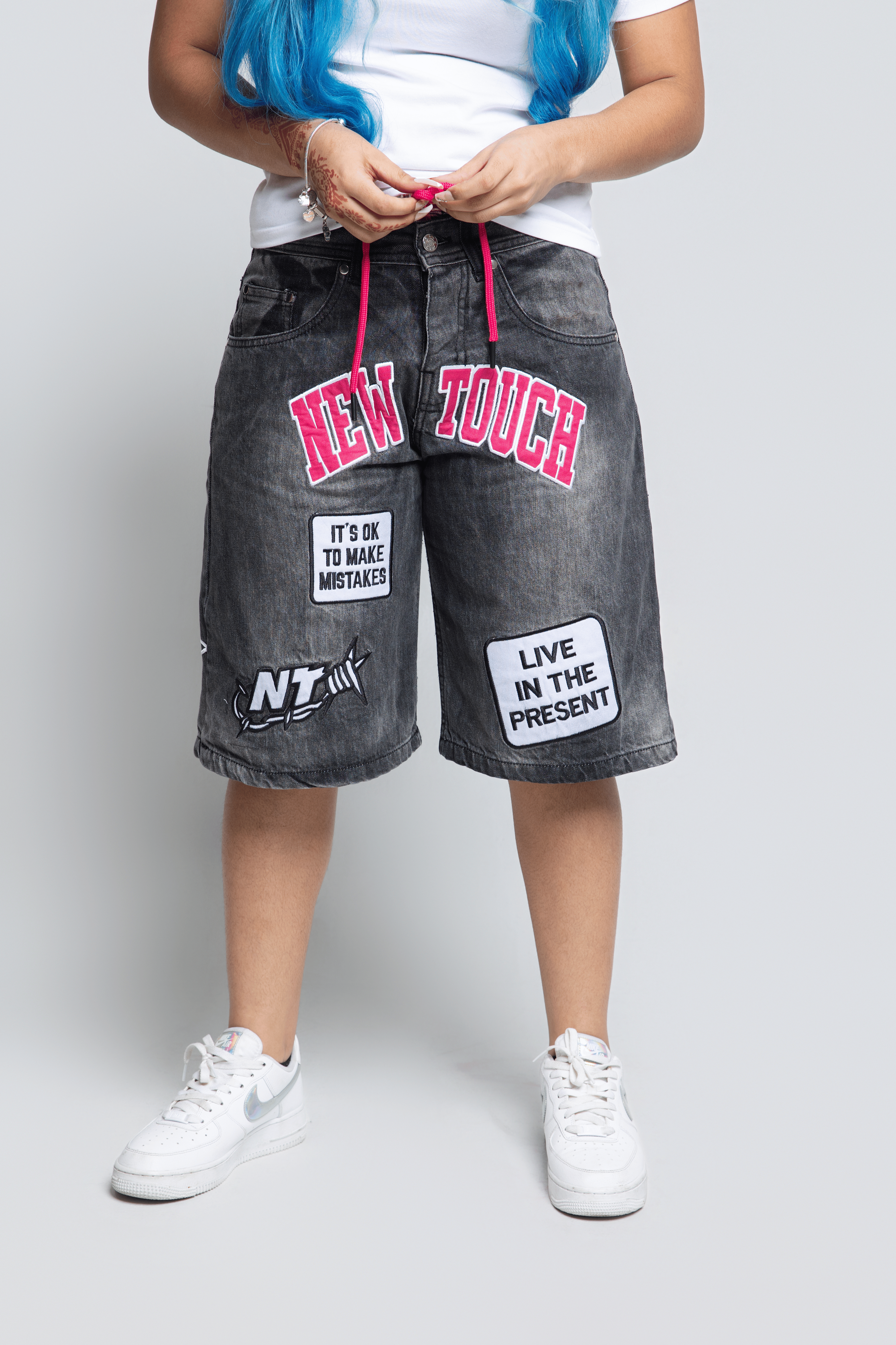 Black/Pink Double Waisted Jorts