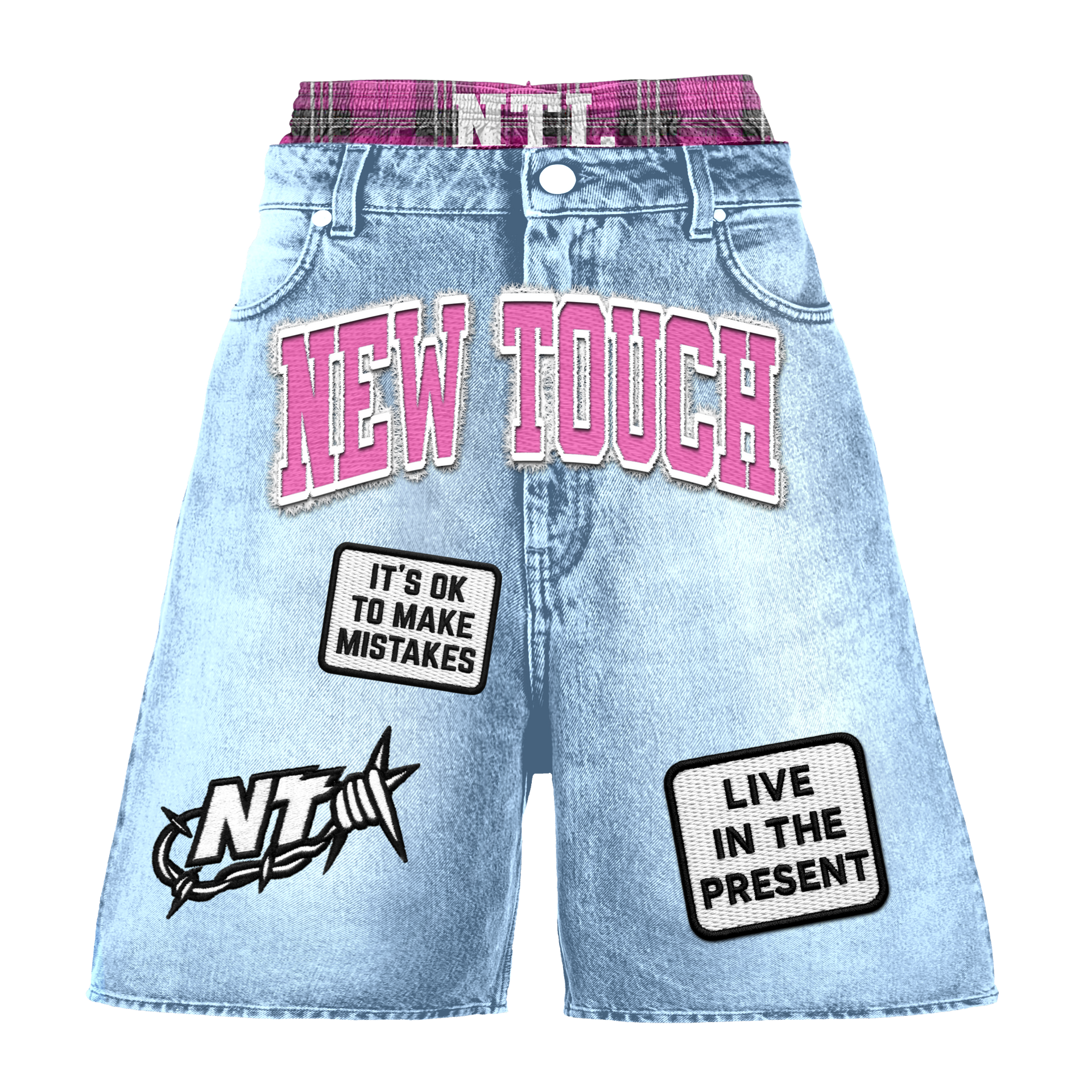 Light Blue/Pink Double Waisted Jorts