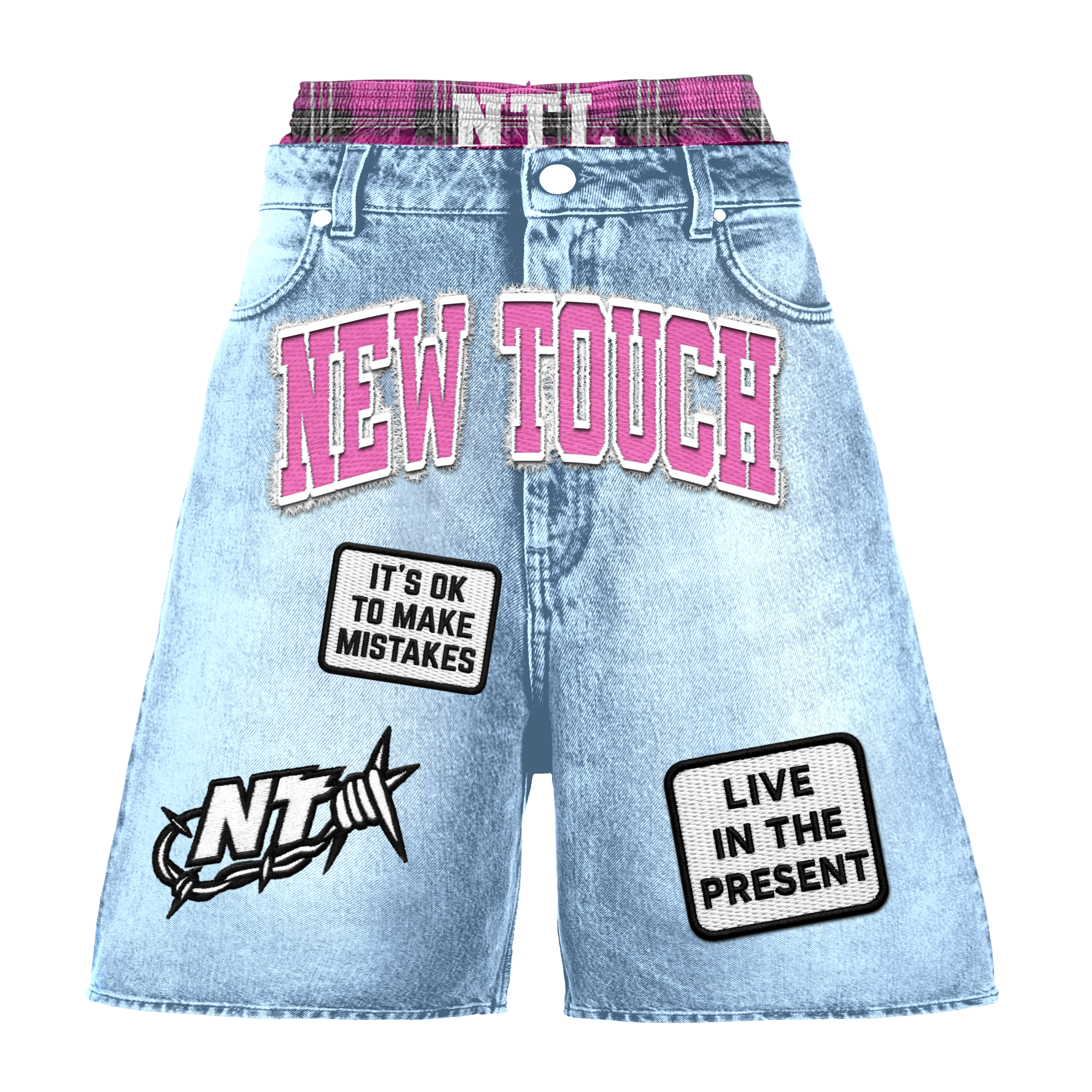 Light Blue/Pink Double Waisted Jorts